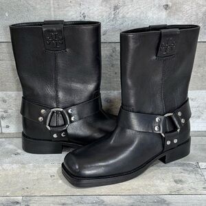 TORY BURCH Double T Moto Ankle Women's Boots - Black - Sz - 7 .US